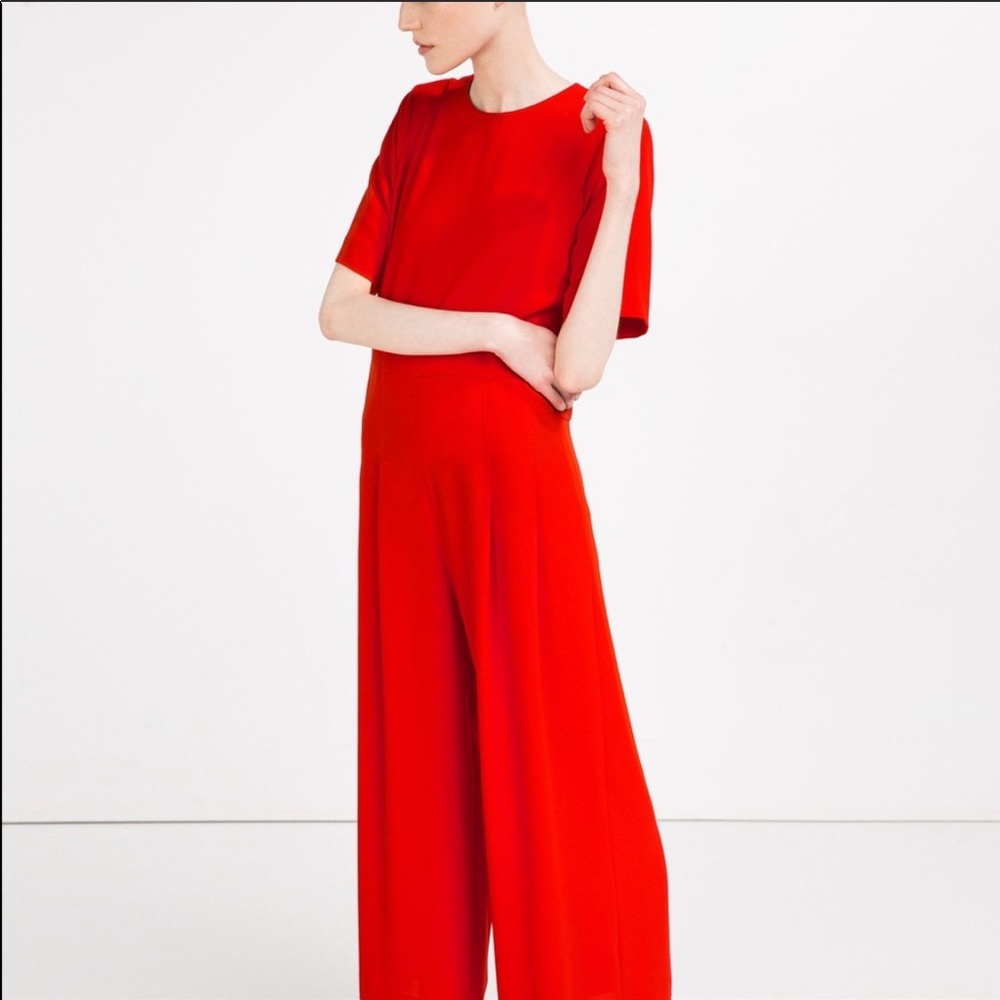 Zara red jumpsuit L